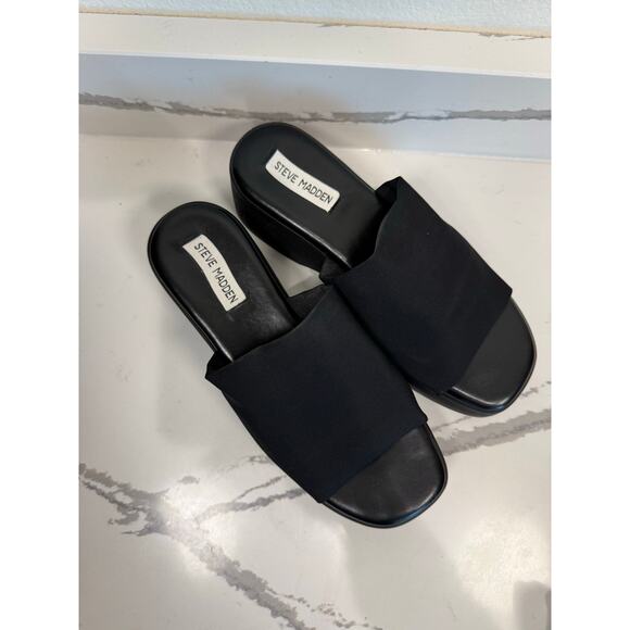 Steve Madden Platform Slip Ons Y2K Style Slides Shoes WOmen's Size 10 Black - Picture 6 of 8